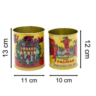 Set of 2 Mediterranean Style Replica Food Tins Storage Displays Cans