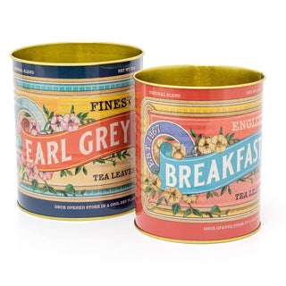 Set Of 2 Replica Vintage Tea Leaves Cans | Retro Metal Display Tins - Tea