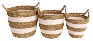 Set Of 3 Gorgeous Festival Vibe Storage Basket With Handles