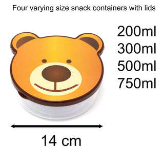 Set Of 4 Children's Animal Snack Pots | Kids Nesting Snack Containers