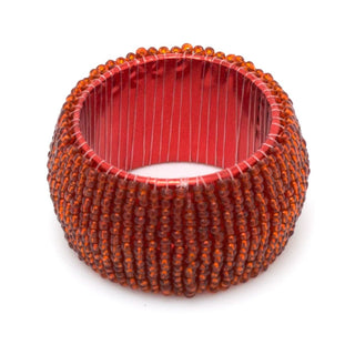 Set Of 4 Deluxe Red Napkin Rings | Chic Beaded Glass Christmas Napkin Holder | Wedding Serviette Rings Table Napkin Holder