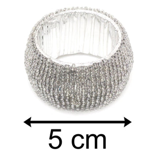 Set Of 4 Deluxe Silver Napkin Rings | Chic Beaded Glass Christmas Napkin Holder | Wedding Serviette Rings Table Napkin Holder