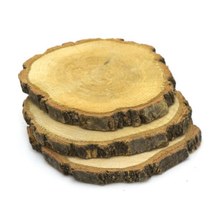 Set of 6 Natural Wood Tree Log Slices | Rustic Wedding Decorations Candle Stand | Drinks Coasters
