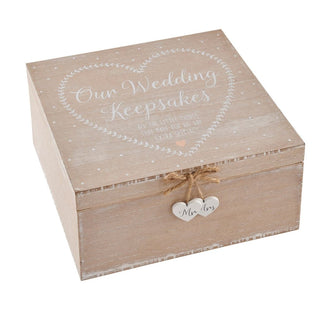 Shabby Chic Wedding Day Keepsake Box | Mr And Mrs Wedding Memories Storage Box | Wooden Memory Box Wedding Gift