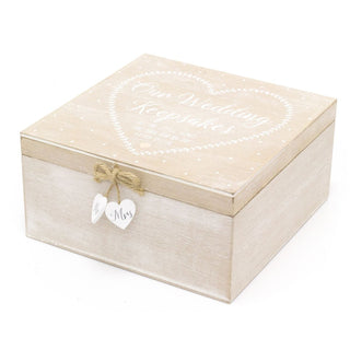 Shabby Chic Wedding Day Keepsake Box | Mr And Mrs Wedding Memories Storage Box | Wooden Memory Box Wedding Gift
