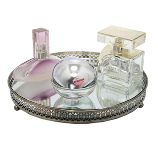 Silver Effect Mirror Tealight Candle Plate Tray 20Cm