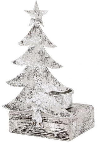Silver Tea Light Holder Christmas Candle Decoration ~ Christmas Tree Tealight