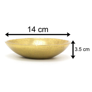 Stylish Gold Effect Metal Display Bowl | Round Decorative Display Dish | Antique Style Presentation Bowl