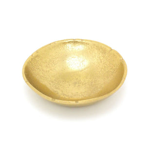 Stylish Gold Effect Metal Display Bowl | Round Decorative Display Dish | Antique Style Presentation Bowl