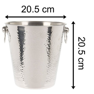 Stylish Hammered Silver Stainless Steel Champagne Bucket With Handles Bottle Wine Cooler | Prosecco Chiller Wine Champagne Ice Bucket | Champagne Bottle Holders