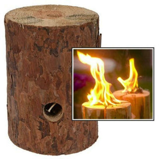Swedish Torch With Citronella Fire Log Candle | Log Lantern Garden Log Candle Campfire Candle | Natural Wooden Fire Candle Swedish Fire Log Wood Burner Lantern