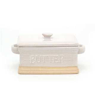 Traditional Stoneware Butter Dish With Lid | Butter Holder Kitchen Storage | Retro Butter Serving Plate And Cover