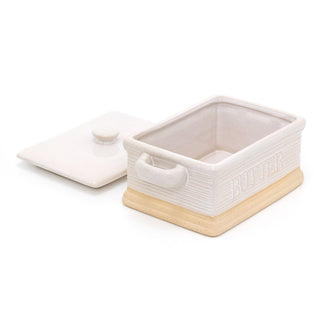 Traditional Stoneware Butter Dish With Lid | Butter Holder Kitchen Storage | Retro Butter Serving Plate And Cover