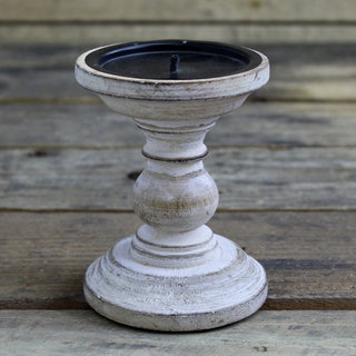 Traditional Wooden Candlestick - Handcrafted Wood Candle Stick Holder - Whitewashed