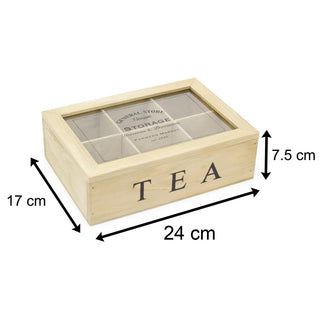 Vintage General Store Wooden Tea Box Chest Holder With 6 Compartents
