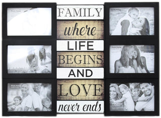 Wall Hanging Black Plastic Multiframe Collage Picture Quote Photo Frame ~ Family