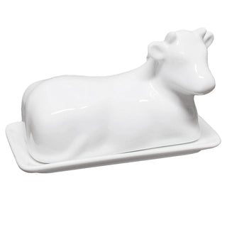 White Porcelain Cow Butter Dish With Lid | Large Lidded Butter Dish Butter Holder Kitchen Storage | Butter Serving Plate And Cover