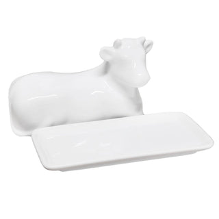 White Porcelain Cow Butter Dish With Lid | Large Lidded Butter Dish Butter Holder Kitchen Storage | Butter Serving Plate And Cover