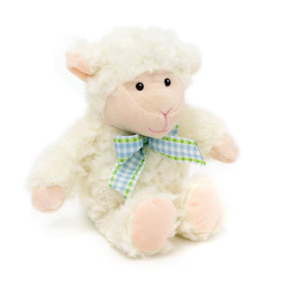 White Sheep with Ribbon Soft Toy | Cuddly Plush Lamb Stuffed Animal for Kids