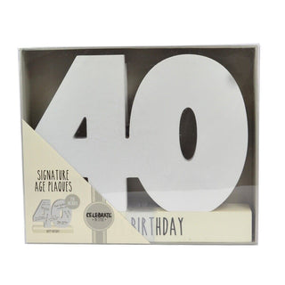 White Wooden 40th Birthday Signature Plaque And Pen Happy Birthday Keepsake Gift