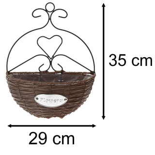 Wicker Outdoor Wall Planter | Garden Wall Mounted Hanging Basket Planter