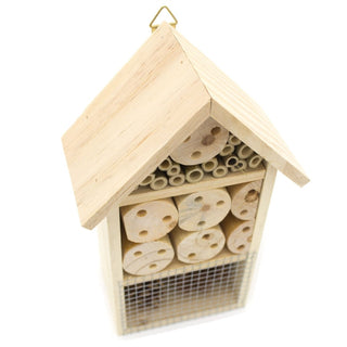 Wooden Insect Hotel - 25cm Wooden Insect House - Garden Bug Hotel Nesting Habitat for Bees, Butterflies, Ladybirds