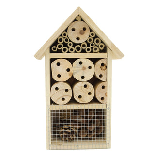 Wooden Insect Hotel - 25cm Wooden Insect House - Garden Bug Hotel Nesting Habitat for Bees, Butterflies, Ladybirds