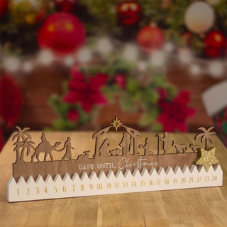 Wooden Nativity Christmas Advent Calendar | 24 Day Christmas Calendar Block